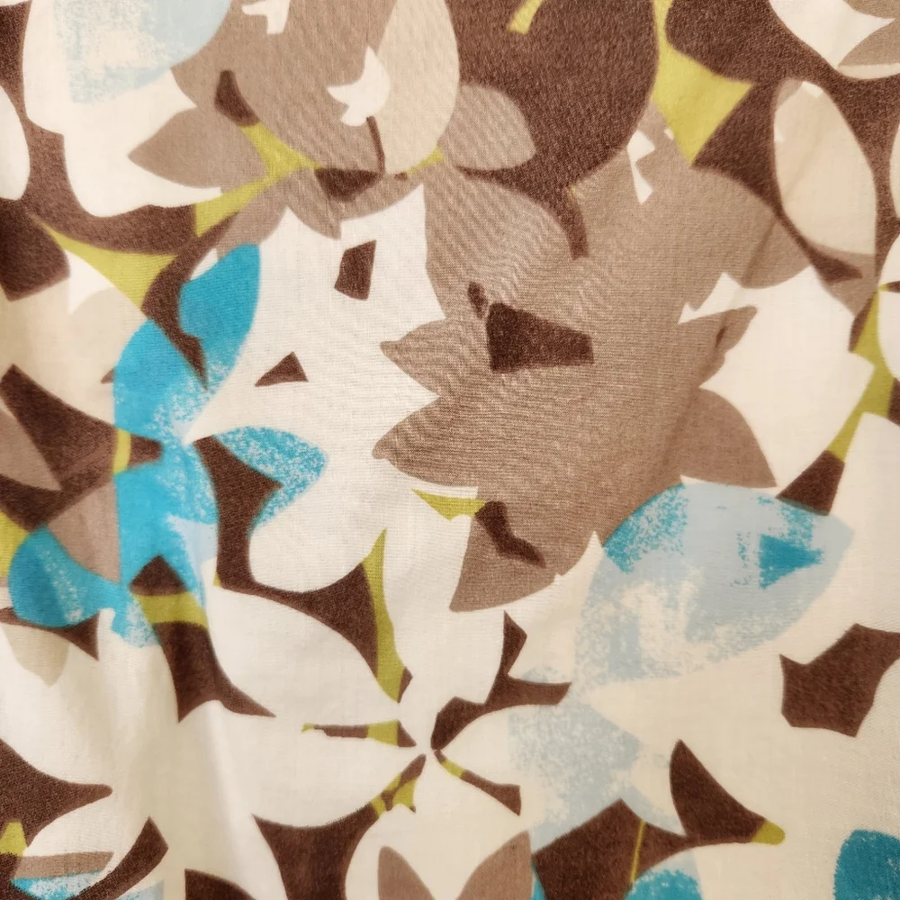 J. Jill Midi Dress Summer Floral Print Straps Blue Aqua Brown White 16 Petite - Picture 8 of 14